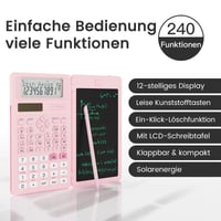 Vedecká kalkulačka NEWYES s 240 funkciami, 2-riadkový displej, ružová 2