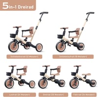 Tricicletă pentru copii 5 în 1 newyoo cu mâner de împins, bicicletă cu trei roți pentru fetițe și băieței, cadou de ziua de naștere 3