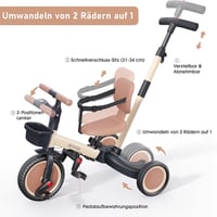 Tricicletă pentru copii 5 în 1 newyoo cu mâner de împins, bicicletă cu trei roți pentru fetițe și băieței, cadou de ziua de naștere 4