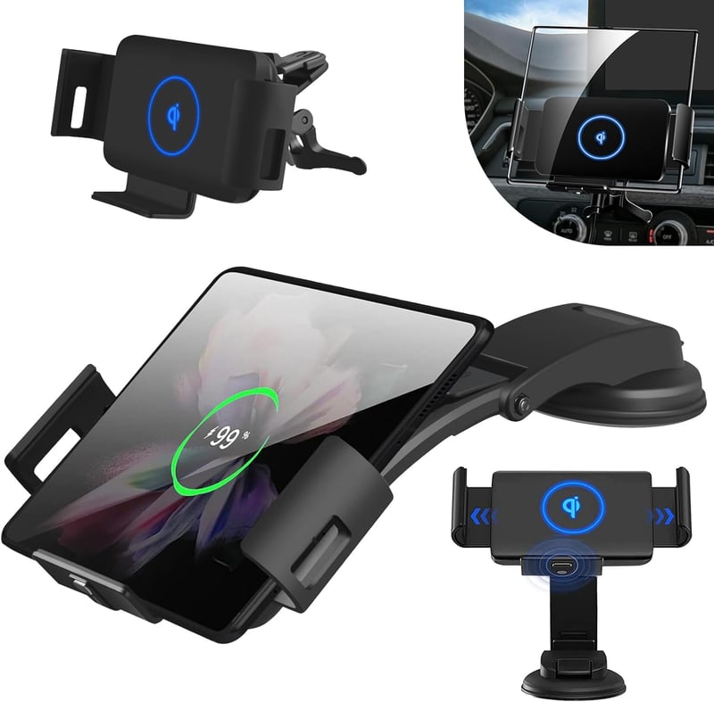NEWZEROL Wireless autós telefontartó Galaxy Z Fold 6/5/4/3/2 15W Qi gyorstöltés