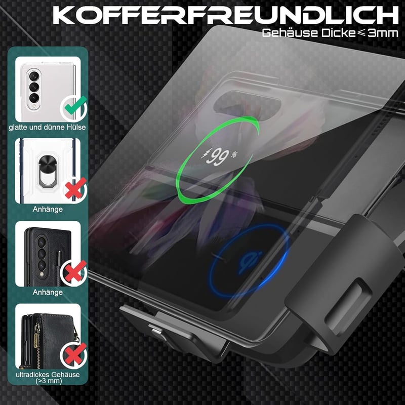 NEWZEROL Wireless autós telefontartó Galaxy Z Fold 6/5/4/3/2 15W Qi gyorstöltés
