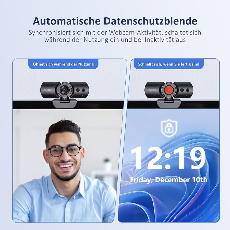 NexiGo HelloCam Pro 1080p 60FPS automatikus fókusz webkamera Windows Hello arcfelismeréssel elektronikus zár fekete mikrofon HD USB