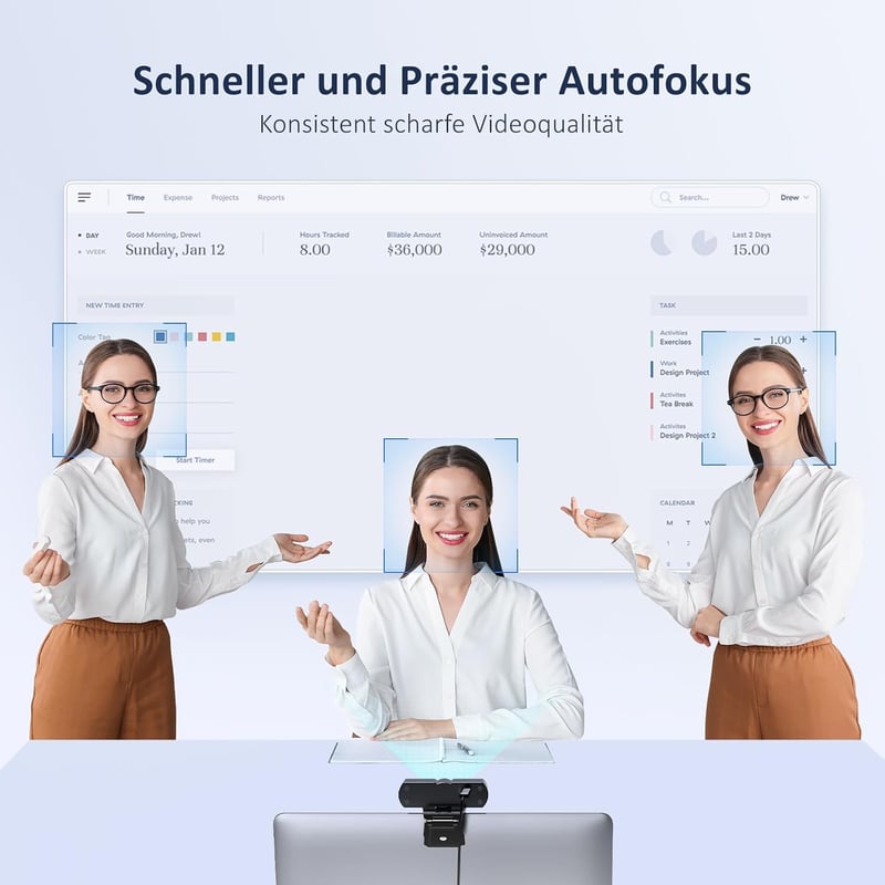 NexiGo HelloCam Pro 1080p 60FPS automatikus fókusz webkamera Windows Hello arcfelismeréssel elektronikus zár fekete mikrofon HD USB