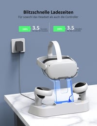 NexiGo S20B Töltőállomás Oculus Quest 2-höz LED Jelzőfénnyel - Elite Strap Kompatibilis Fejhallgató és Kontroller Tartó 2 Újratölthető Akkum 4
