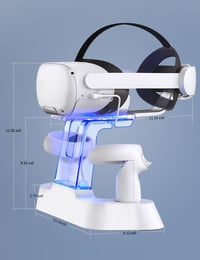 NexiGo S20B Töltőállomás Oculus Quest 2-höz LED Jelzőfénnyel - Elite Strap Kompatibilis Fejhallgató és Kontroller Tartó 2 Újratölthető Akkum 9
