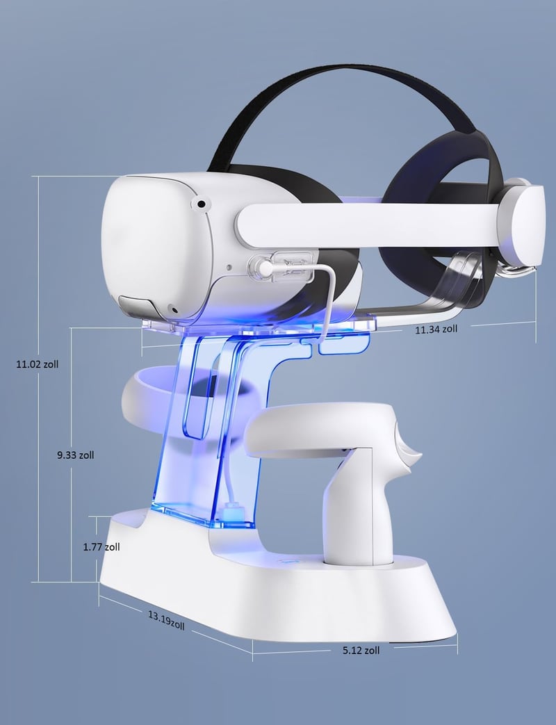 NexiGo S20B Töltőállomás Oculus Quest 2-höz LED Jelzőfénnyel - Elite Strap Kompatibilis Fejhallgató és Kontroller Tartó 2 Újratölthető Akkum