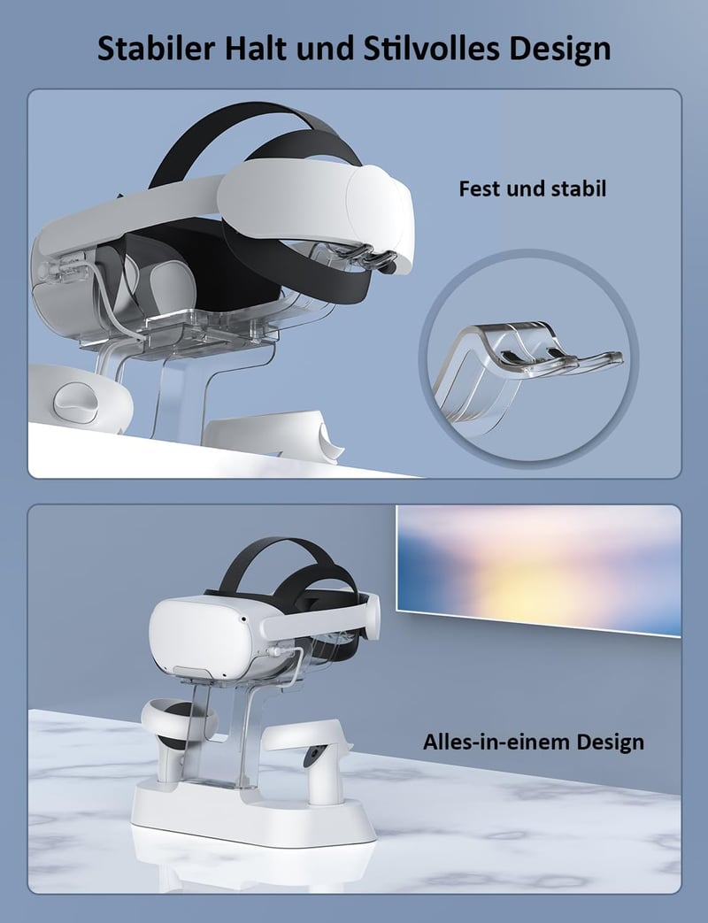 NexiGo S20B Töltőállomás Oculus Quest 2-höz LED Jelzőfénnyel - Elite Strap Kompatibilis Fejhallgató és Kontroller Tartó 2 Újratölthető Akkum