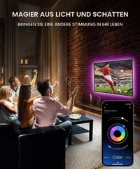 Bandă LED Nexillumi pentru iluminare ambientală TV 4 m, Bluetooth, pentru televizoare de 55-75 inchi, sincronizare cu muzica, control prin aplicație și telecomandă, conexiune USB 6