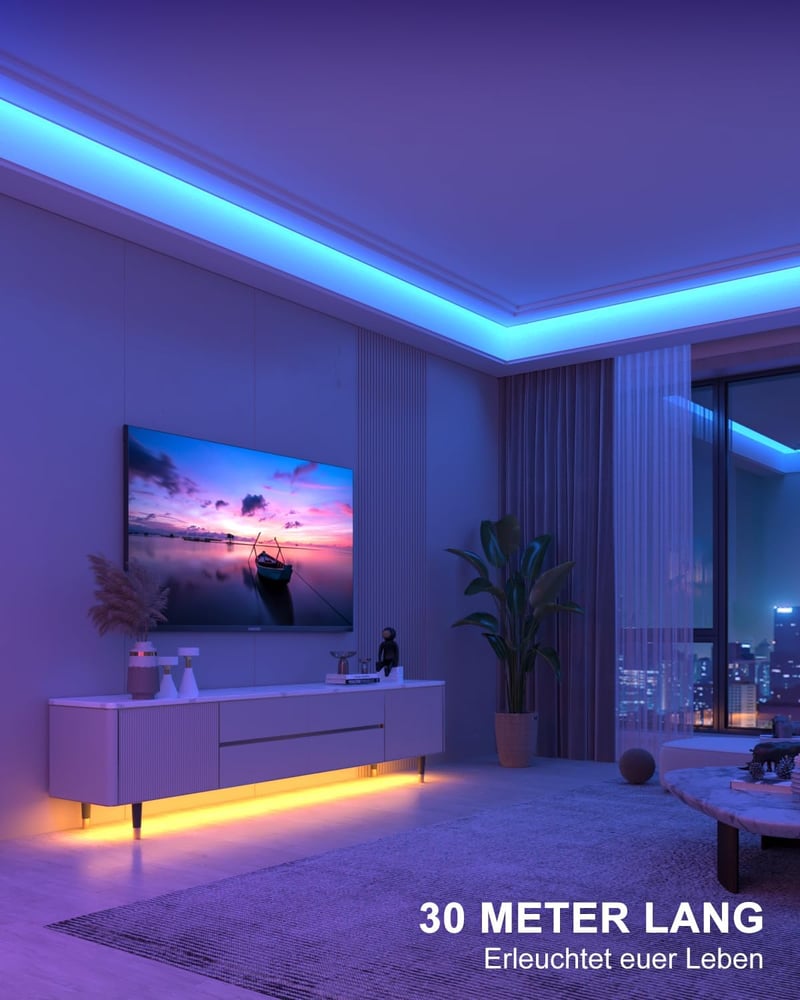 Nexillumi RGB LED szalag 30m távirányítóval, app vezérléssel és zenesynccal - 30 m