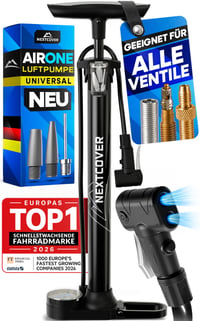 Pompă de podea pentru bicicletă Nextcover AirOne – tehnologie Airflow, manometru, compatibilă cu valve Schrader, Presta și Dunlop, pompă de aer pentru bicicletă 1