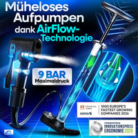 Pompă de podea pentru bicicletă Nextcover AirOne – tehnologie Airflow, manometru, compatibilă cu valve Schrader, Presta și Dunlop, pompă de aer pentru bicicletă 2