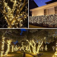 NEXVIN 2db Napelemes Karácsonyi Fényfüzér 20m 200 LED Meleg Fehér Vízálló Kültéri 5