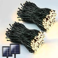 NEXVIN 2db Napelemes Karácsonyi Fényfüzér 20m 200 LED Meleg Fehér Vízálló Kültéri 1