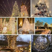 NEXVIN 2db Napelemes Karácsonyi Fényfüzér 20m 200 LED Meleg Fehér Vízálló Kültéri 4