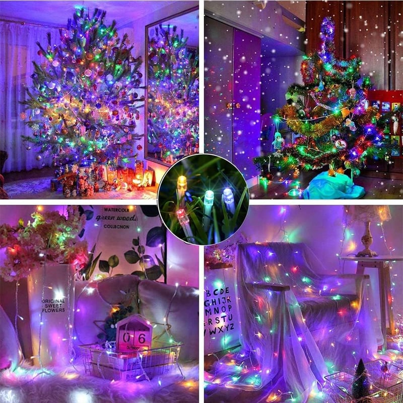 NEXVIN Halloween Dekoráció 200 LED Lánc 20m Narancssárga Lila Vízálló 6 Mód Hangeffekt