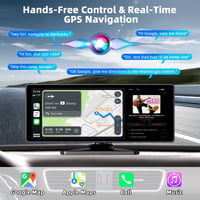 10,26-palcový bezdrôtový monitor do auta NFOIEIS s funkciami CarPlay a Android Auto, 4K palubná kamera, 1080P cúvacia kamera, GPS navigácia, Bluetooth, M 4