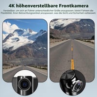 10,26-palcový bezdrôtový monitor do auta NFOIEIS s funkciami CarPlay a Android Auto, 4K palubná kamera, 1080P cúvacia kamera, GPS navigácia, Bluetooth, M 8