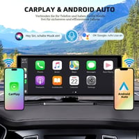 10,26-palcový bezdrôtový monitor do auta NFOIEIS s funkciami CarPlay a Android Auto, 4K palubná kamera, 1080P cúvacia kamera, GPS navigácia, Bluetooth, M 2