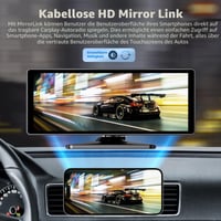 10,26-palcový bezdrôtový monitor do auta NFOIEIS s funkciami CarPlay a Android Auto, 4K palubná kamera, 1080P cúvacia kamera, GPS navigácia, Bluetooth, M 6