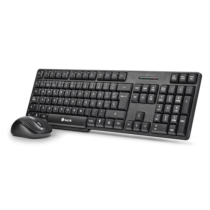 Bezdrôtová súprava klávesnice a myši NGS Euphoria Kit, 2,4 GHz, QWERTY, Plug and Play, kompatibilná s PC/Mac/Linux/Android/TV, čierna