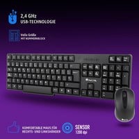 Bezdrôtová súprava klávesnice a myši NGS Euphoria Kit, 2,4 GHz, QWERTY, Plug and Play, kompatibilná s PC/Mac/Linux/Android/TV, čierna 2