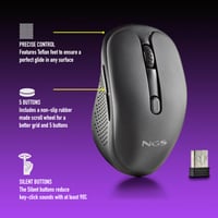 Bezdrôtová nabíjateľná myš NGS EVO RUST BLACK, 2,4 GHz, tiché tlačidlá, 3 úrovne DPI 800/1200/1600, pre pravákov, čierna, PC/Mac/iPad/tablet 5