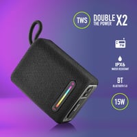 Prenosný Bluetooth 5.0 reproduktor NGS Roller Fury 1, 15W, vodotesnosť IPX6, RGB osvetlenie, TWS, USB, 9-hodinová výdrž batérie, čierny 3