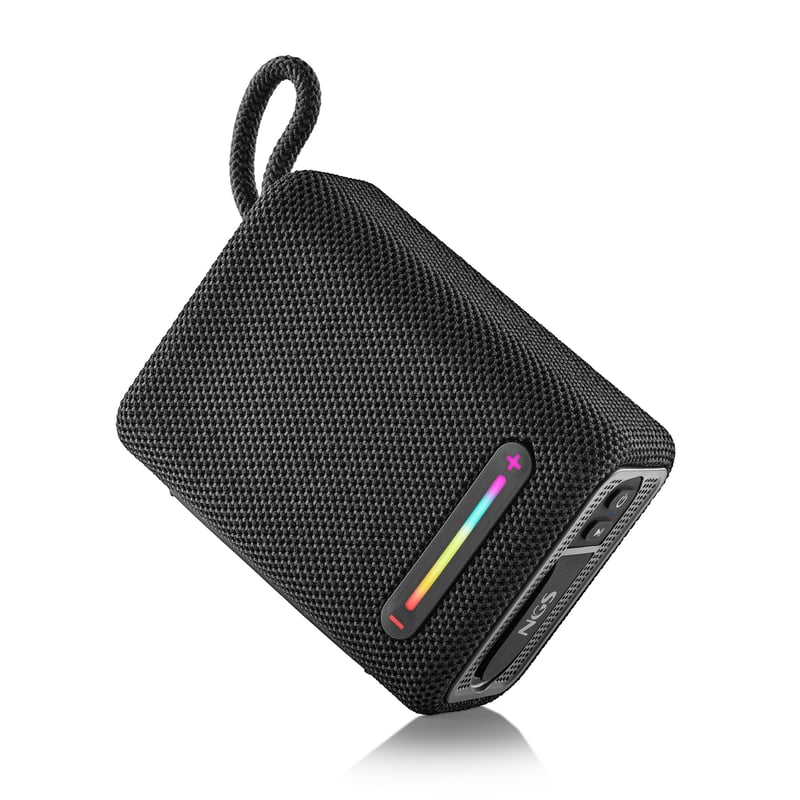 Prenosný Bluetooth 5.0 reproduktor NGS Roller Fury 1, 15W, vodotesnosť IPX6, RGB osvetlenie, TWS, USB, 9-hodinová výdrž batérie, čierny