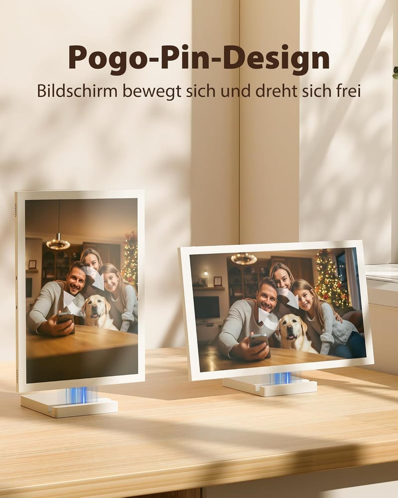 NGTeco 10,1" Digitális Képkeret 64GB WiFi - IPS Érintőkijelző, 5000mAh Akkumulátor, Vezeték Nélküli Töltés, Azonnali Fotó/Videó Átvitel FRAM