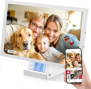 NGTeco 10,1" Digitális Képkeret 64GB WiFi - IPS Érintőkijelző, 5000mAh Akkumulátor, Vezeték Nélküli Töltés, Azonnali Fotó/Videó Átvitel FRAM