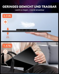 NGTeco 16 hüvelykes hordozható monitor FHD 1200P USB-C HDMI gaming kijelző intelligens tokkal 3