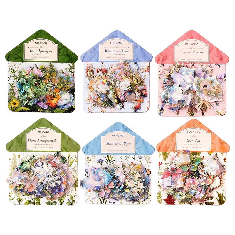 Set de autocolante botanice Nhgkju, 180 bucăți, stickere transparente din PET cu motive de flori, vaze și plante, pentru scrapbooking, jurnal, album foto, decorare laptop și proiecte DIY