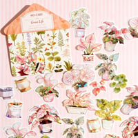 Set de autocolante botanice Nhgkju, 180 bucăți, stickere transparente din PET cu motive de flori, vaze și plante, pentru scrapbooking, jurnal, album foto, decorare laptop și proiecte DIY 6