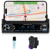 NHOPEEW 1 DIN autorádio s Bluetooth – MP3 prehrávač s držiakom na telefón, duálne USB, TF karta, FM rádio, AUX, ovládanie na volante, bezdrôtový mikrofón 1