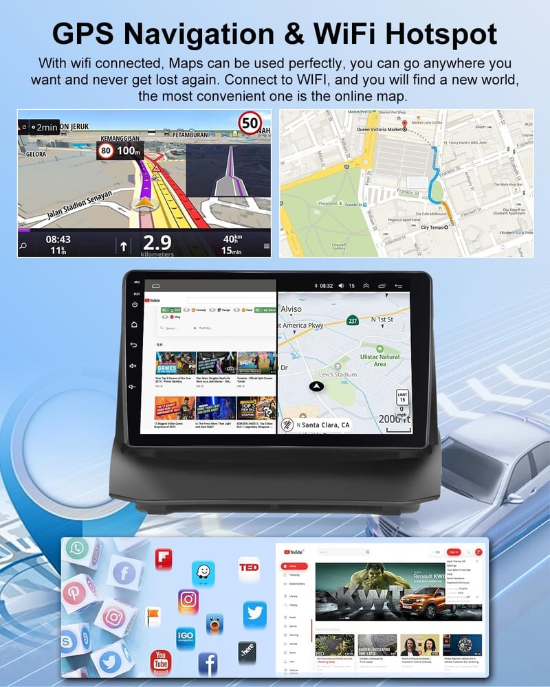 NHOPEEW 9" Android Autórádió Ford Fiesta 2009-2017 CarPlay GPS Navigáció