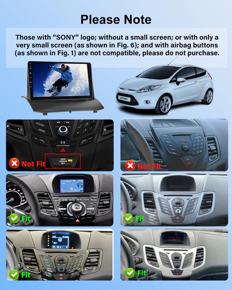 NHOPEEW 9" Android Autórádió Ford Fiesta 2009-2017 CarPlay GPS Navigáció