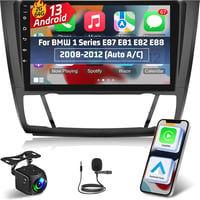 Radio auto Android NHOPEEW de 9 inchi pentru BMW 1 E81 E82 E87 E88 2008-2012, 2GB RAM, 64GB stocare, CarPlay și Android Auto wireless, cameră marșarier AHD 1