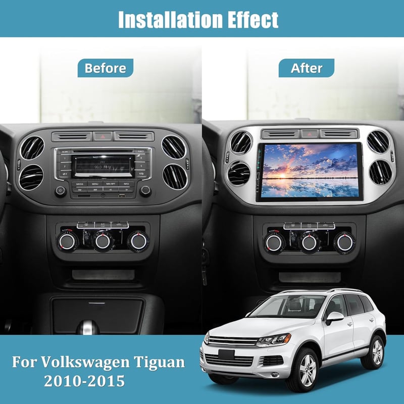 NHOPEEW Android Autórádió Volkswagen Tiguan 2010-2015 - 9 Hüvelykes Érintőképernyő CarPlay WiFi GPS Tolatókamera 2+64GB