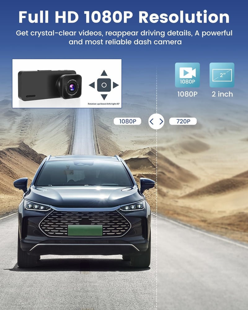 NHOPEEW Autós Fedélzeti Kamera 1080P Elöl-Hátul G-Szenzorl Éjszakai Látás 64GB