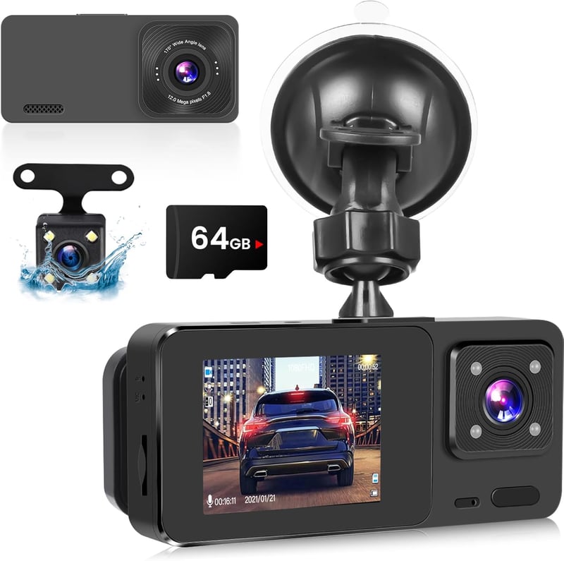 NHOPEEW Autós Fedélzeti Kamera 1080P Elöl-Hátul G-Szenzorl Éjszakai Látás 64GB