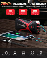 NHOWIN 4000A Štartovací zdroj do auta 12V pre osobné vozidlá – Jump Starter, štartovacia powerbanka 5