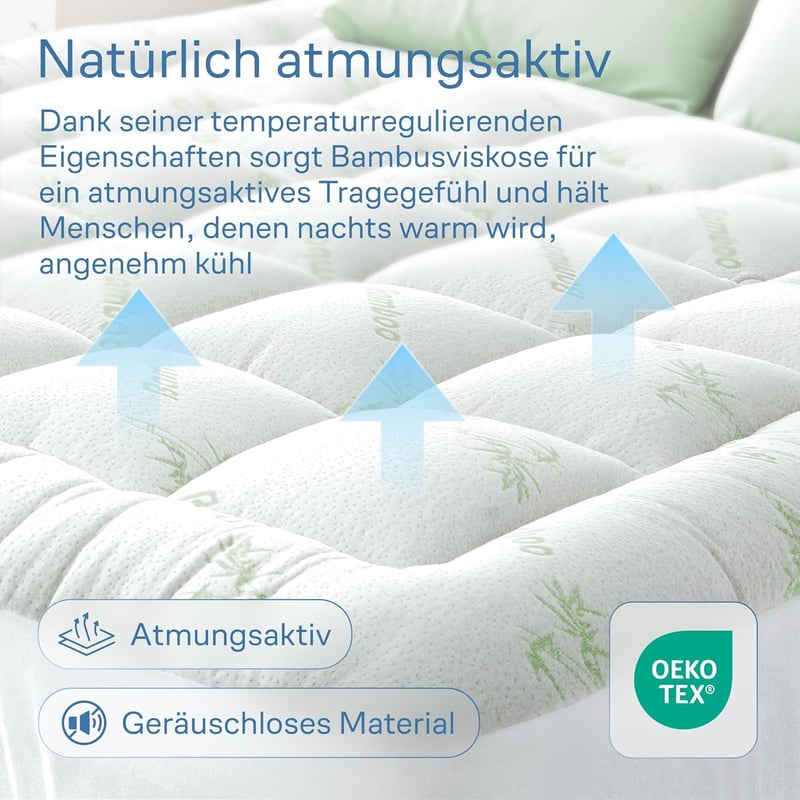Niagara Sleep Solution Bambusz Matracvédő 140x200 cm Hűsítő Puha Légáteresztő - 140x200, Green