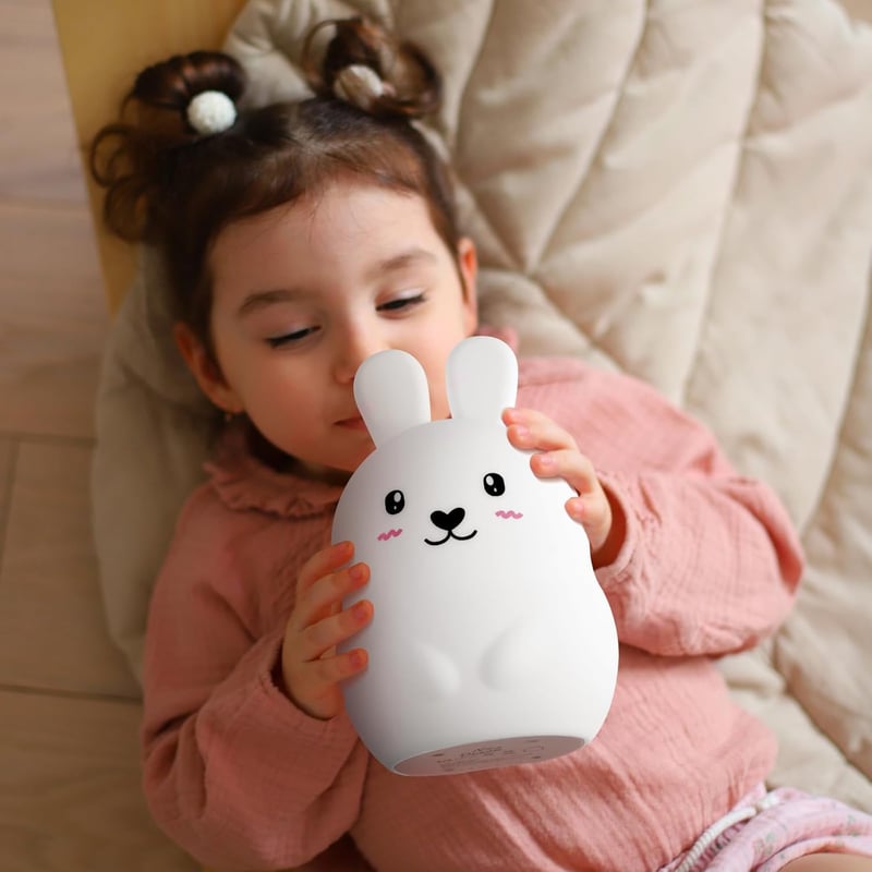 Nice Dream Nyúl Éjszakai Lámpa Gyerekeknek, 9 Szín Szilikon Hálólámpa Távirányítóval és Időzítővel