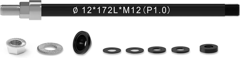 NICEDACK M12 Kerékpár Átmenő Tengely Adapter Utánfutóhoz - Állítható Hosszúság, Rozsdamentes Acél, Alumínium, 160-172 mm, Fekete
