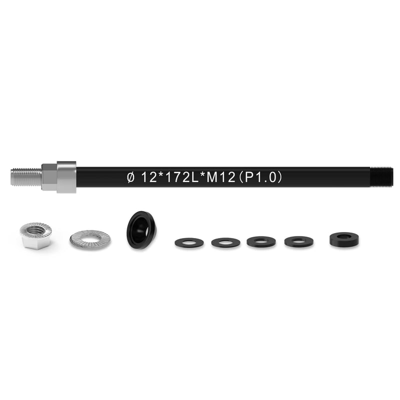 NICEDACK M12 Adapter za osovinu kotača bicikla za prikolicu - Podesiva duljina, nehrđajući čelik, aluminij, 160-172 mm, crni