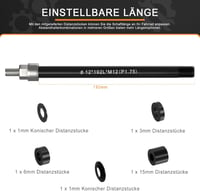 NICEDACK M12 Kerékpár Átvezető Tengely Adapter Utánfutóhoz - Állítható Hosszúság 167-192mm, Rozsdamentes Acél, Alumínium, Fekete 3