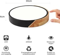 NICEME LED Mennyezeti Lámpa Fa 24W Hideg Fehér 30cm Nappali Hálószoba Fürdőszoba 2