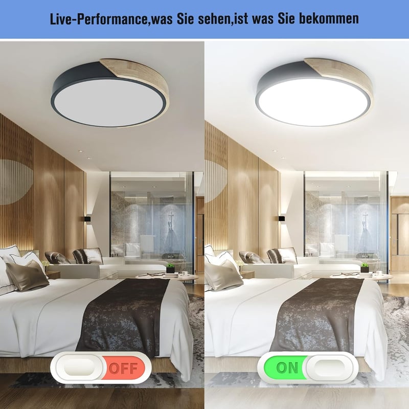 NICEME LED Mennyezeti Lámpa Fa 24W Hideg Fehér 30cm Nappali Hálószoba Fürdőszoba