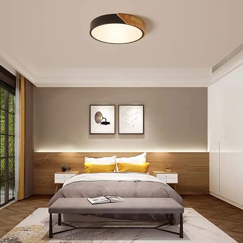 NICEME LED Mennyezeti Lámpa Fa 24W Hideg Fehér 30cm Nappali Hálószoba Fürdőszoba