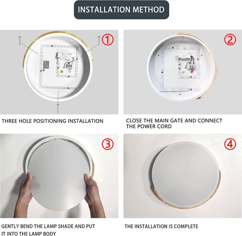 NICEME LED Mennyezeti Lámpa Fa 24W Természetes Fehér 4500K 30cm